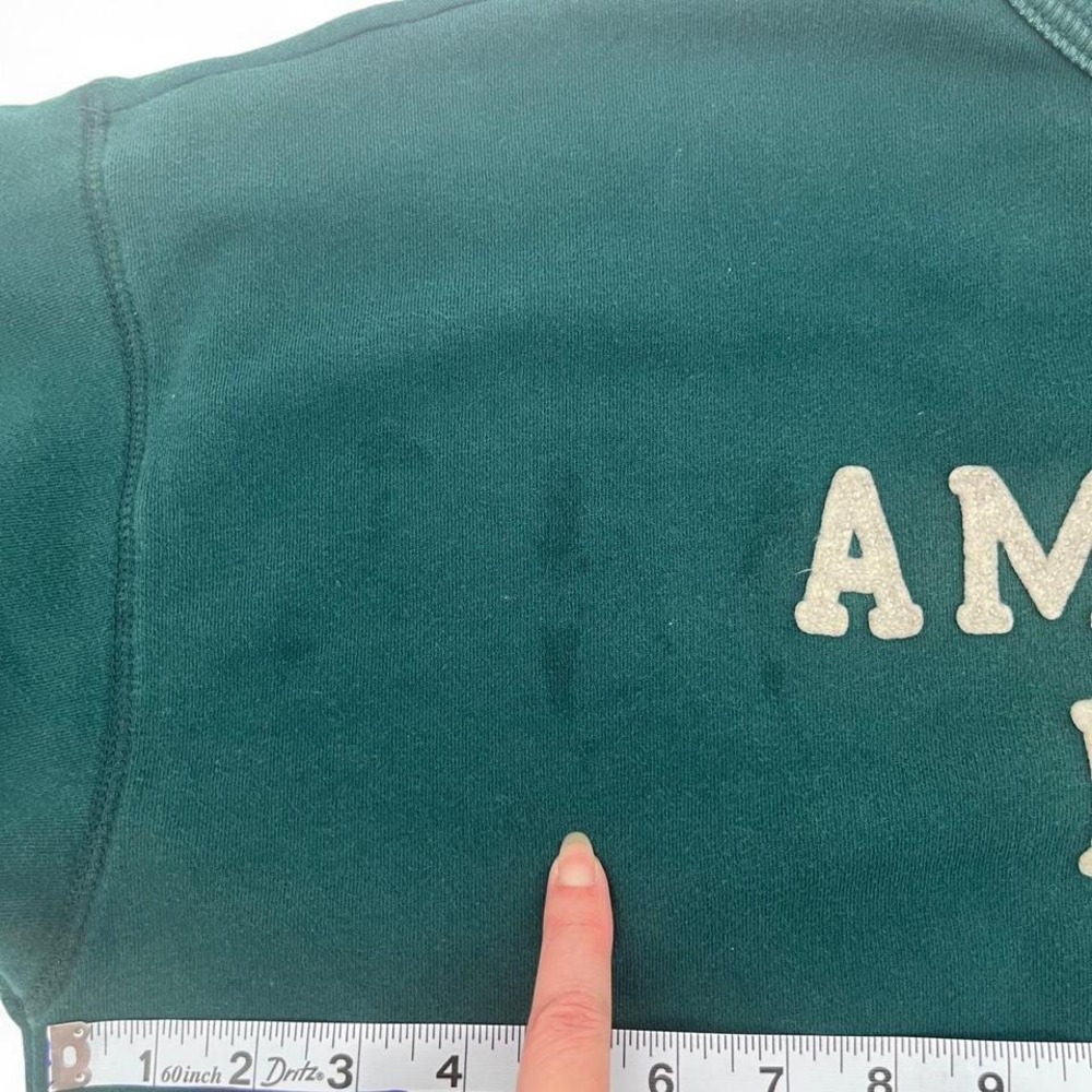 American Eagle Forest Green Peace Heart Crewneck Sweatshirt Sz S - Picture 4 of 6